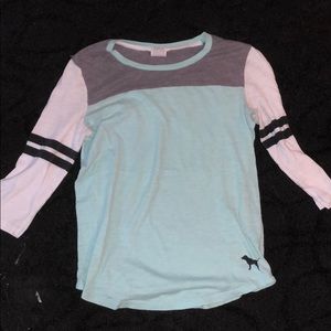 vs PINK mint baseball 3/4 sleeve tee